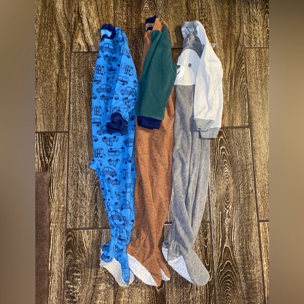 Toddler boy zip up footie sleepers